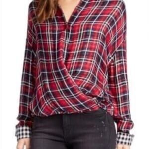 William Rast Plaid Oversized Blouse Sz L